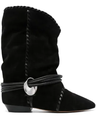 【ISABEL MARANT】 SELLEN スエードブーツ ISABEL MARANT Sellen embellished whipstitched leather
