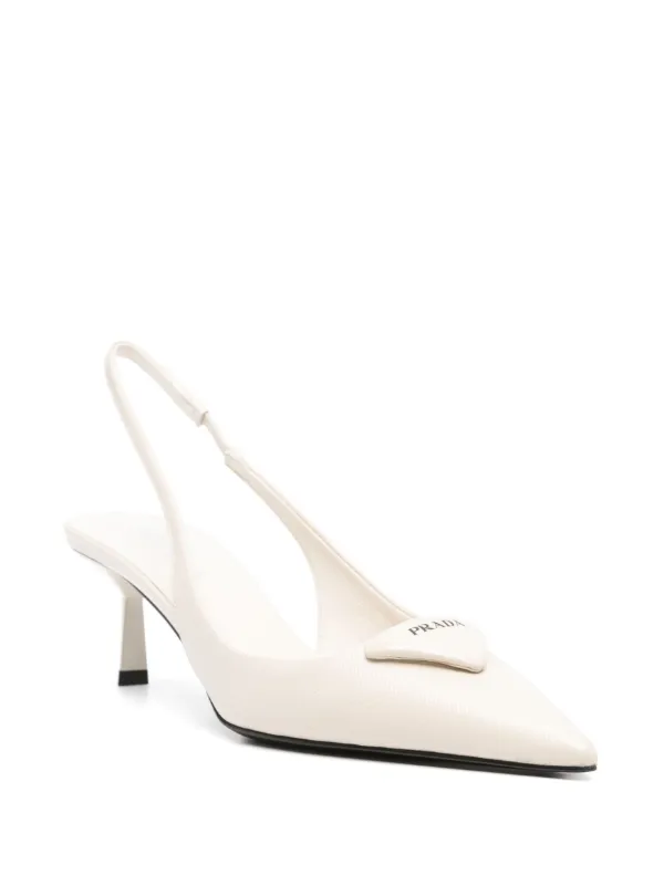 Prada 35mm Leather Slingback Pumps | Neutrals | FARFETCH