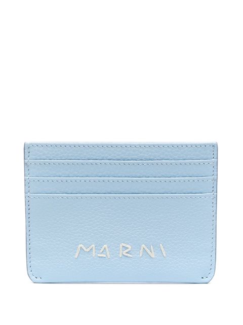 Marni logo-embroidered leather card holder Men