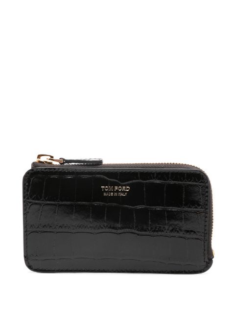 TOM FORD logo-stamp leather card holder 