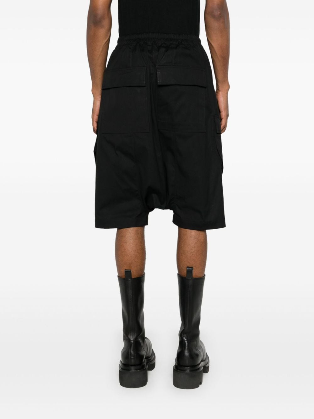 Shop Rick Owens Drop-crotch Cargo Shorts In Black