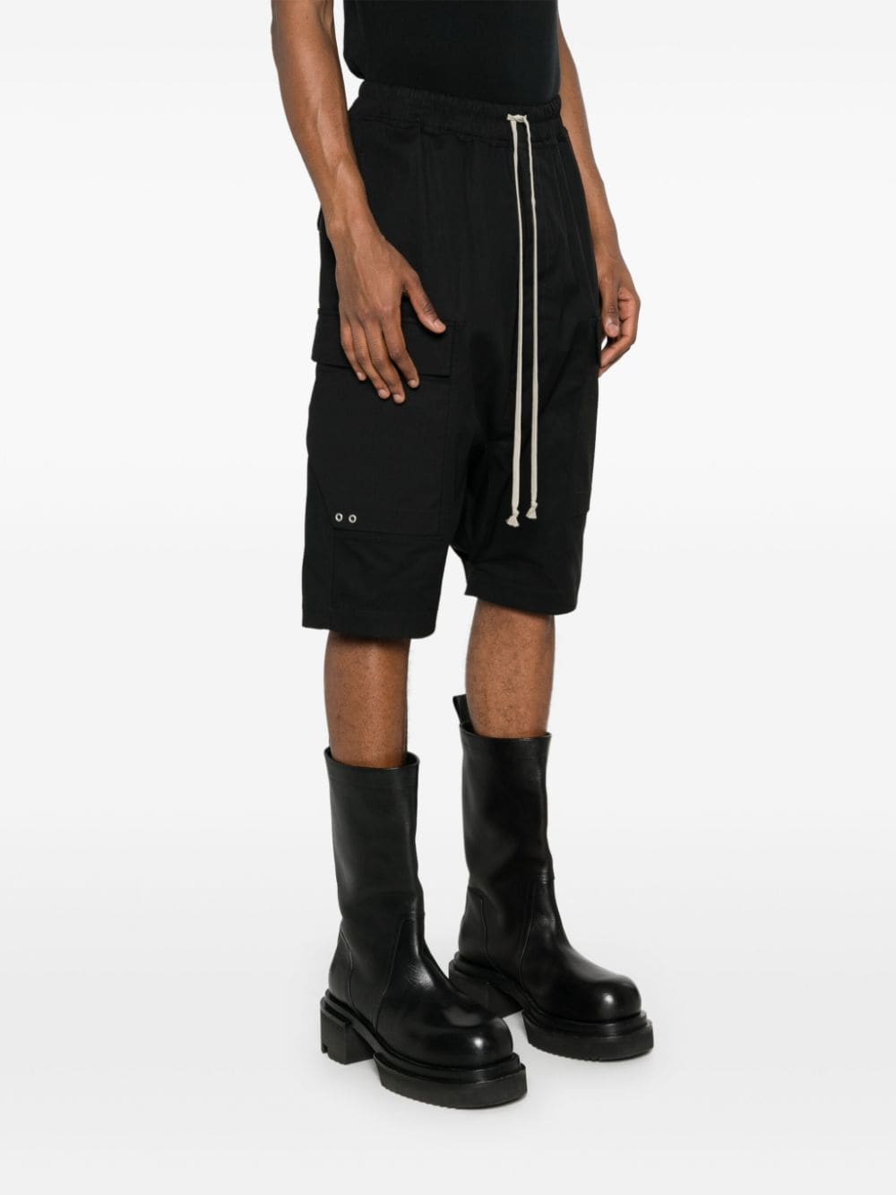 Shop Rick Owens Drop-crotch Cargo Shorts In Black