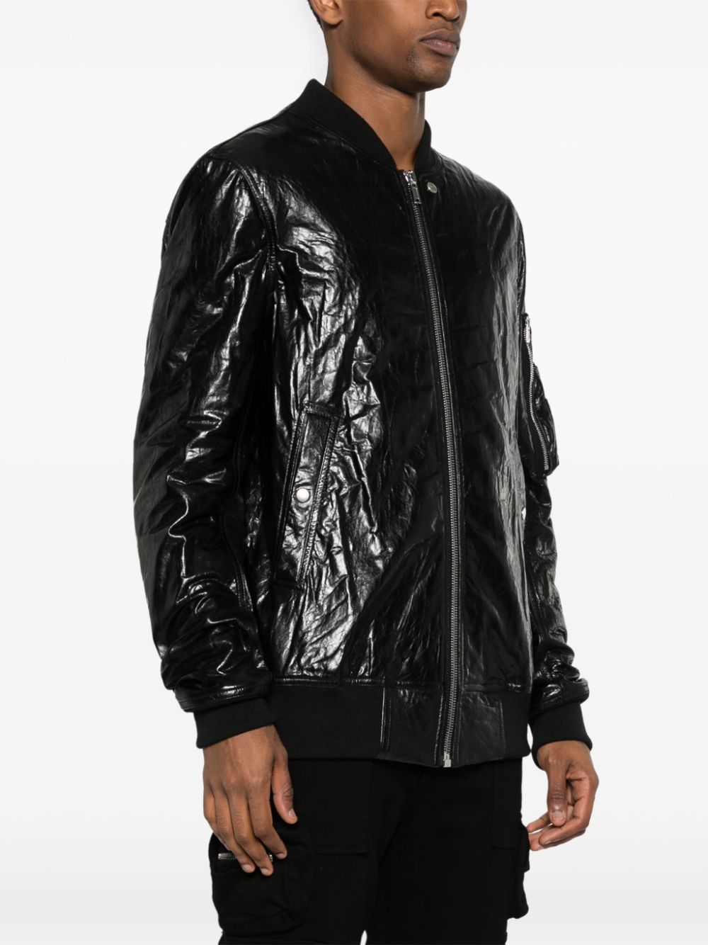 Shop Rick Owens Classic Flight Leather Bomber Jacket In Black