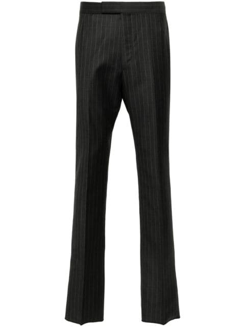 pinstripe wool trousers