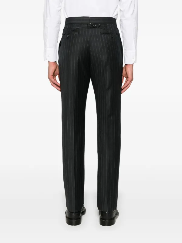 Thom Browne Pinstripe Wool Trousers | Grey | FARFETCH