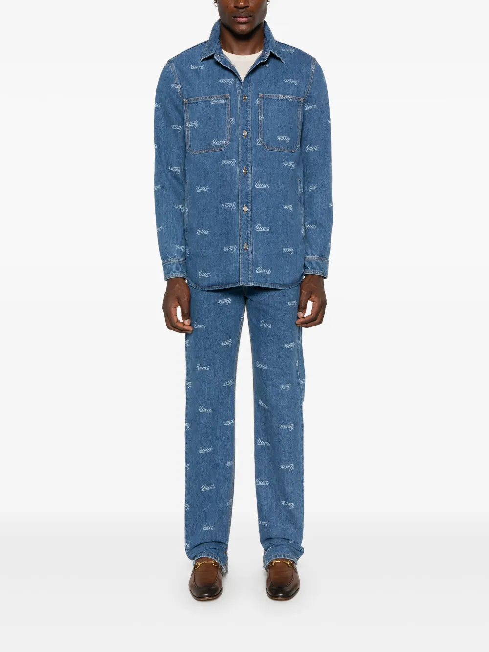 Gucci Jeans met logoprint - Blauw