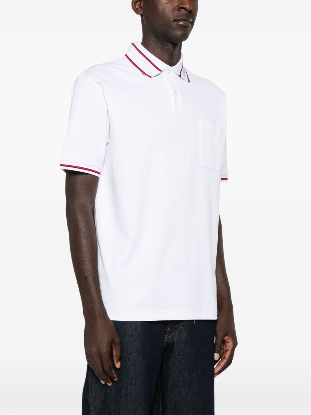 Shop Gucci Logo-collar Polo Shirt In White