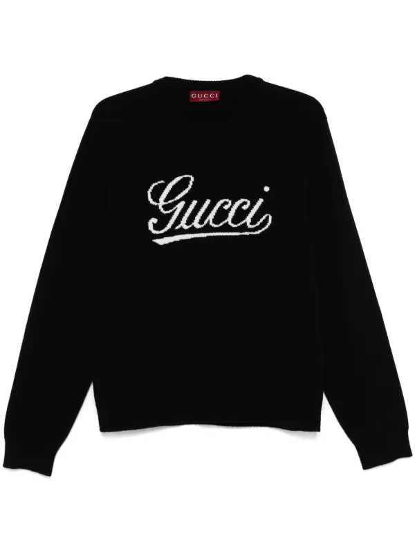 Gucci logo intarsia Knit Sweater Black FARFETCH AE