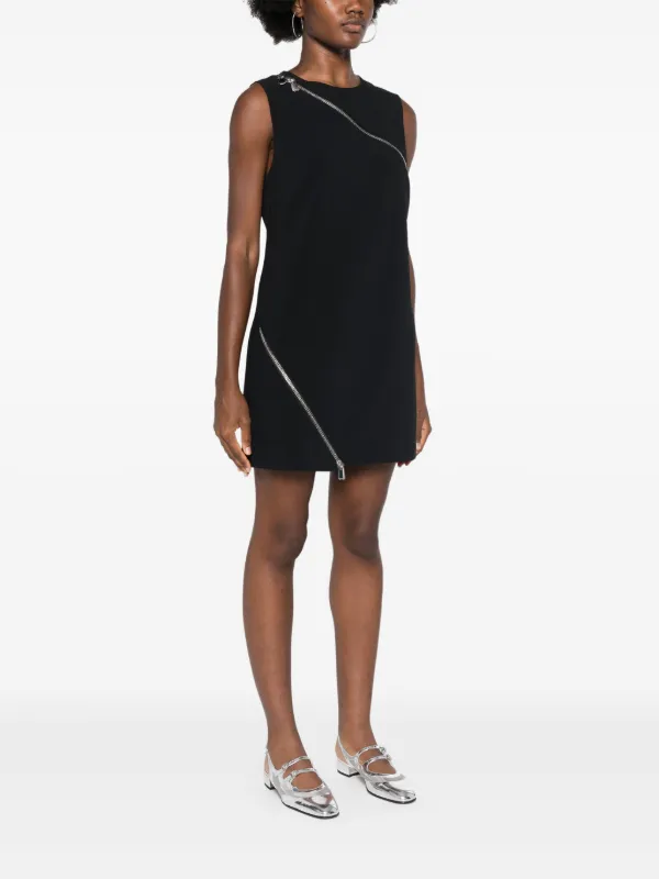 PINKO asymmetric-zip Mini Dress | Black | FARFETCH JO