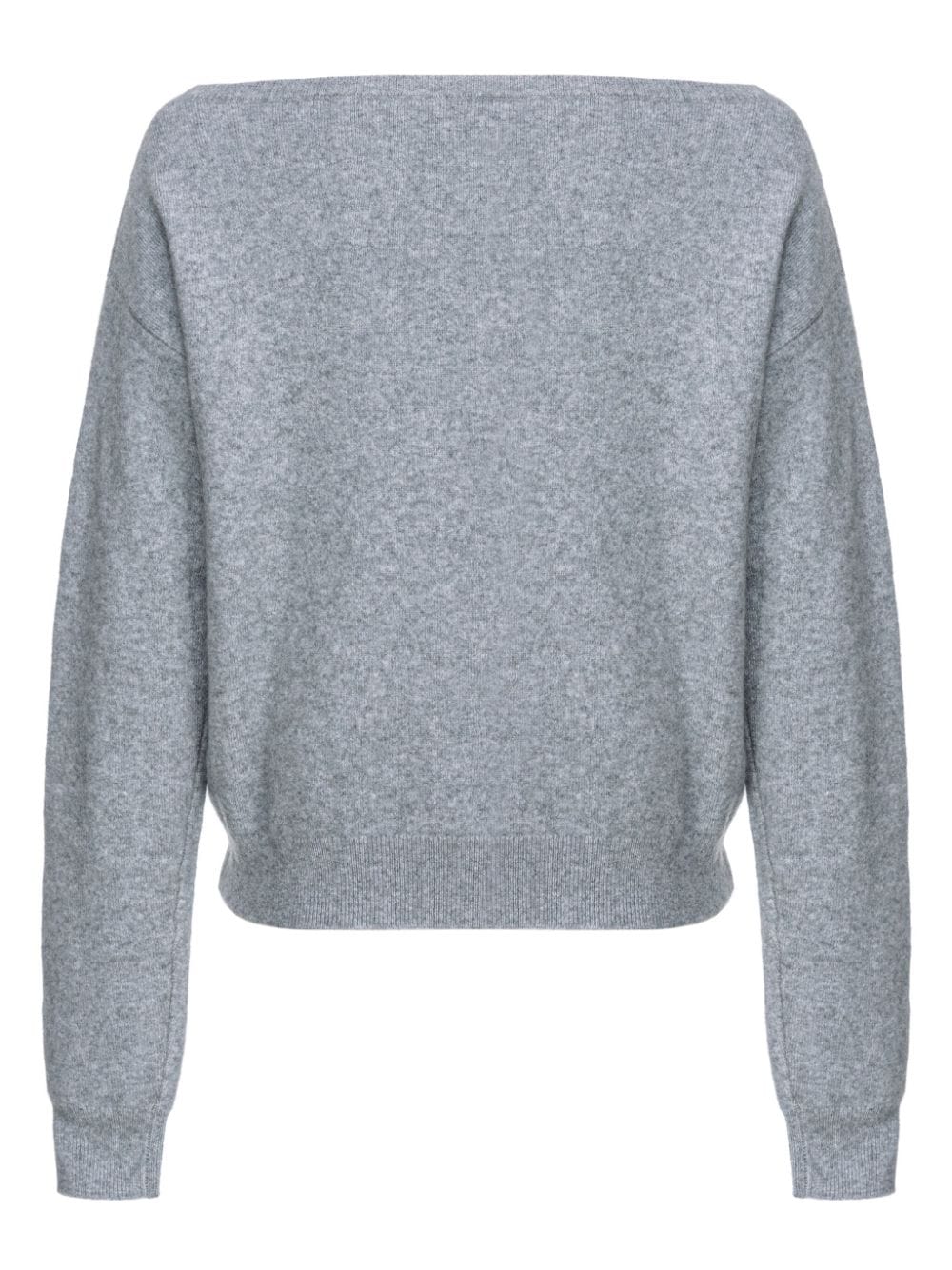 Shop Pinko Logo-embroidered Mélange-effect Jumper In Grey