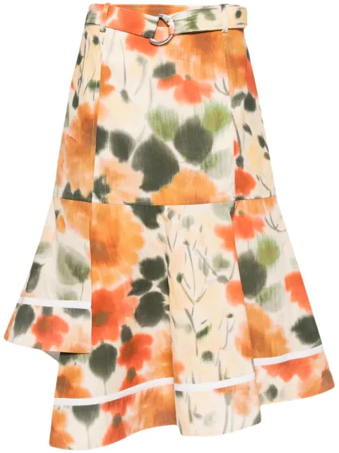 3.1 Phillip Lim falda midi con estampado floral