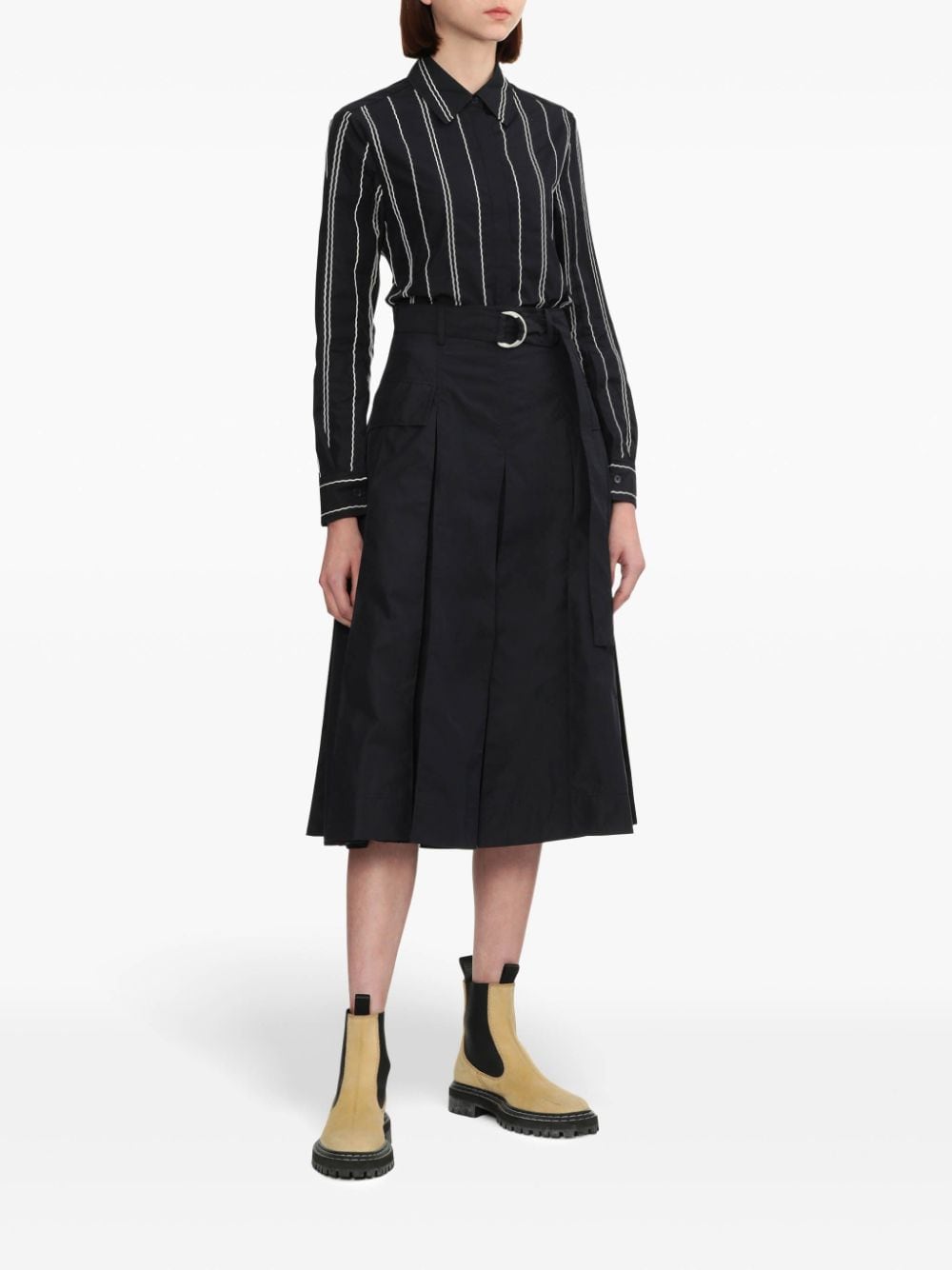 3.1 Phillip Lim Midi-rok met D-ring gesp - MIDNIGHT