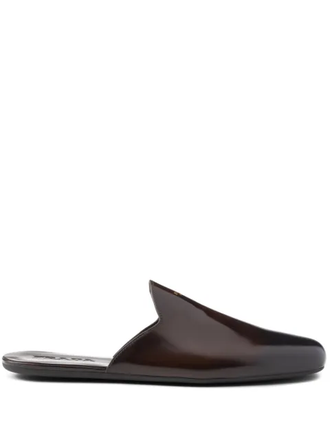 Prada logo-stamp brushed leather slippers