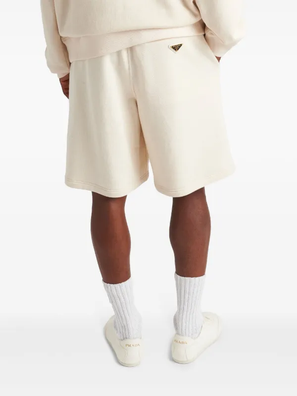 Prada Enamel Triangle Logo Track Shorts | Neutrals | FARFETCH