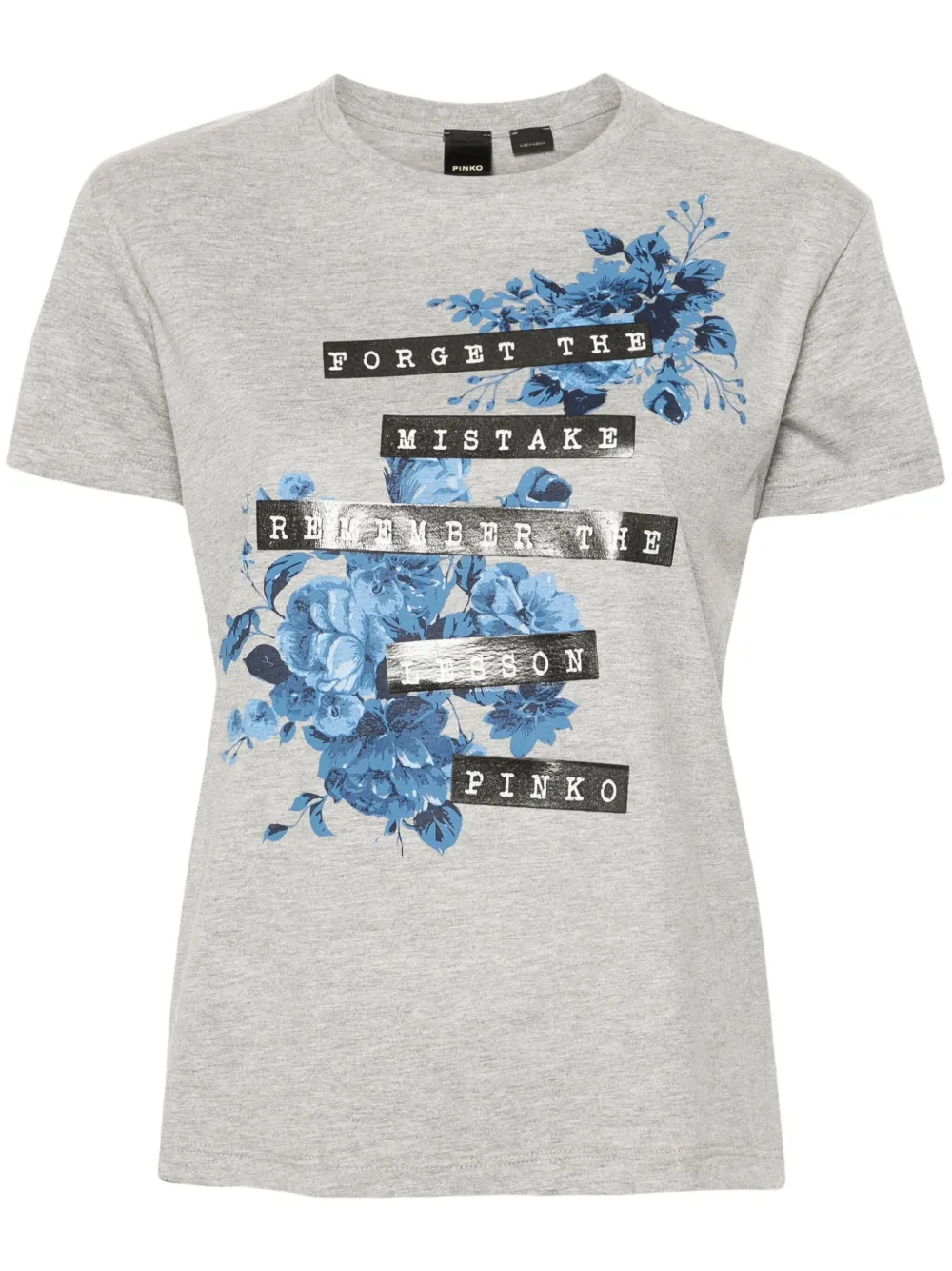 PINKO slogan-print T-shirt - Grigio