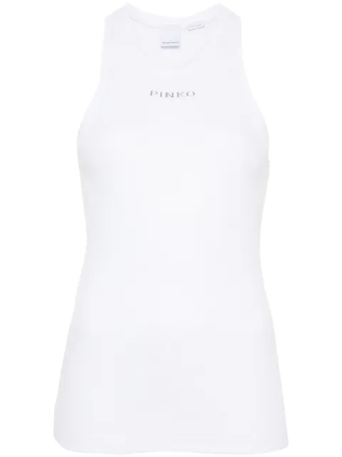 PINKO camiseta de canalé con logo