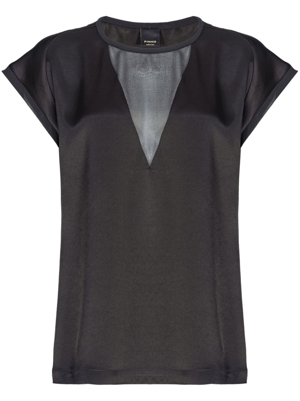 Shop Pinko Panelled Satin Blouse In Black