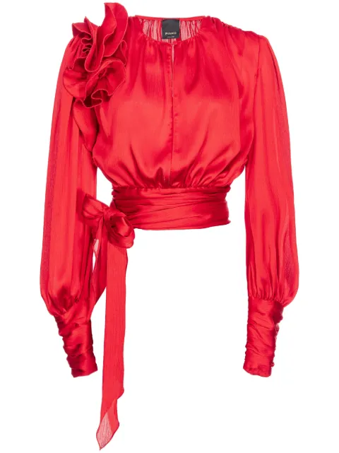 PINKO ruffle-detail satin blouse