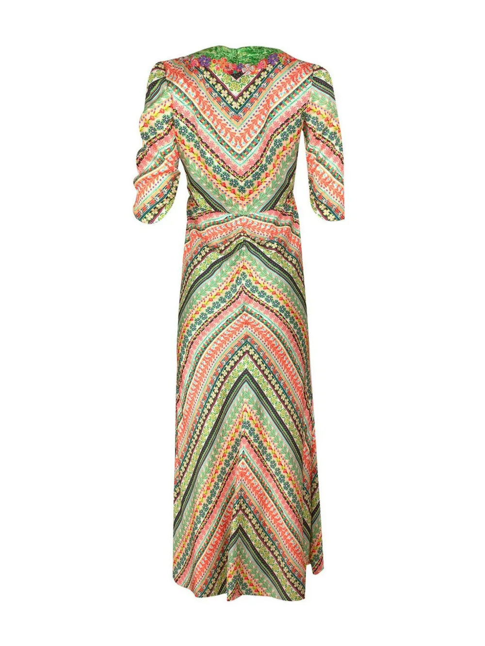 Saloni Mitsu B mix-print Midi Dress | Green | FARFETCH