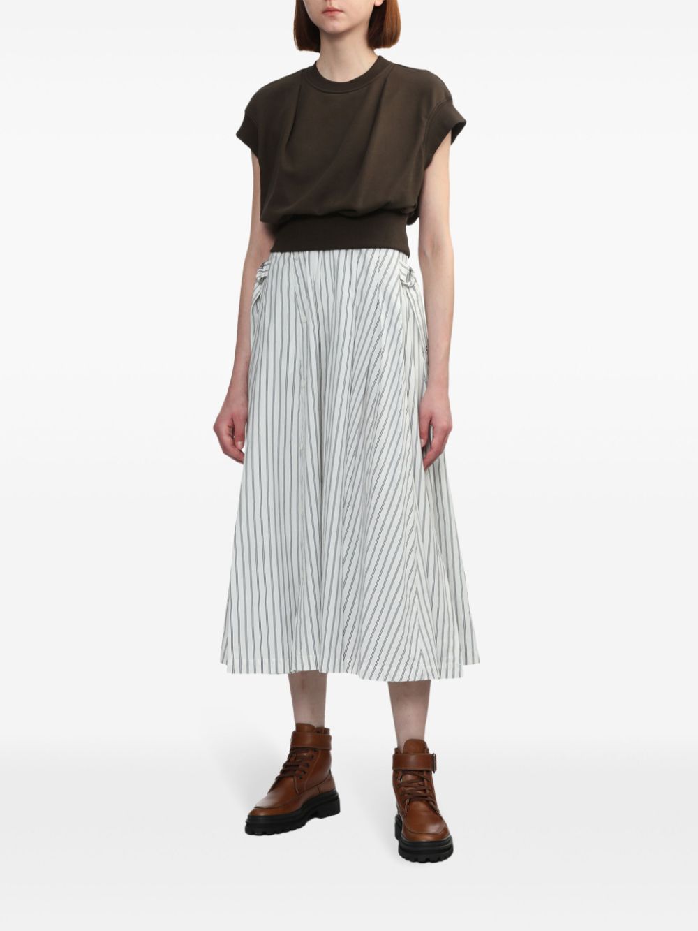 3.1 Phillip Lim layered striped mididress - Brown