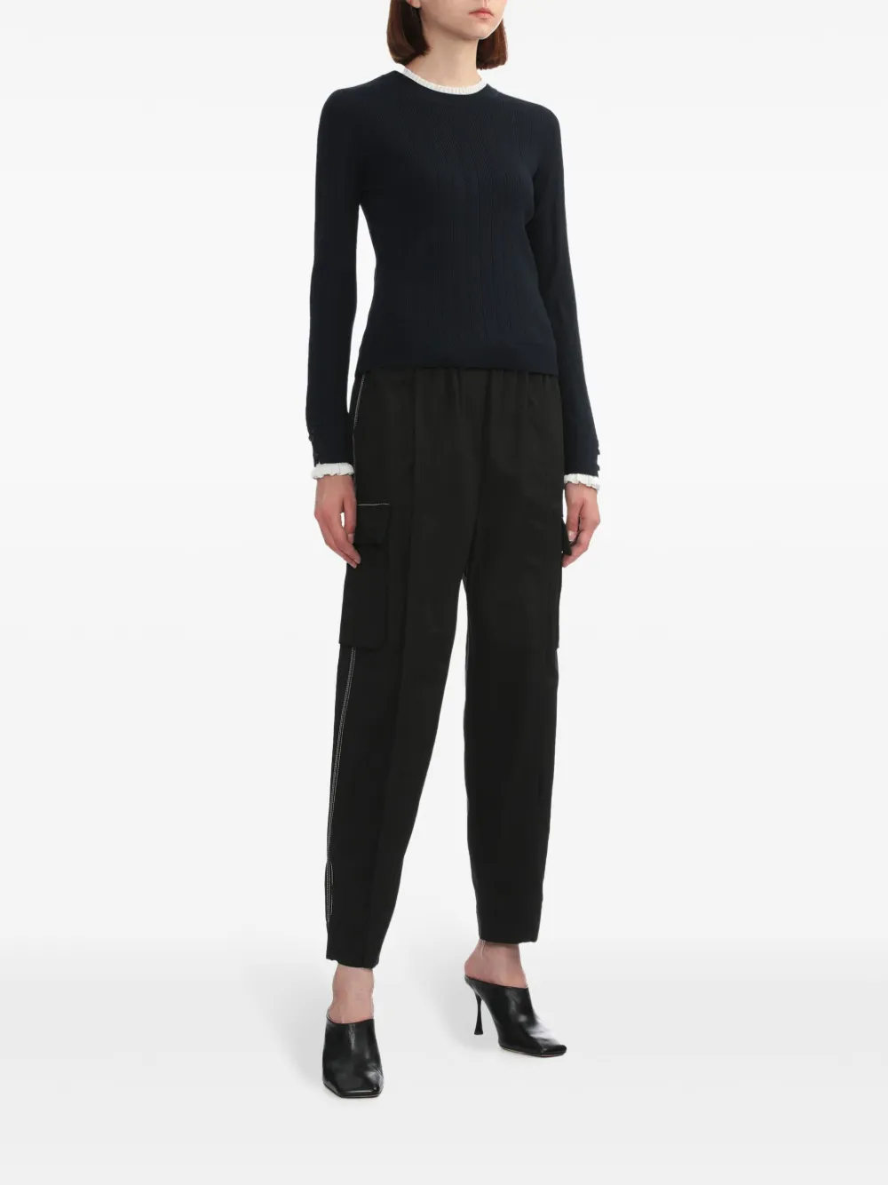 3.1 Phillip Lim Fluid geribbelde trui Blauw