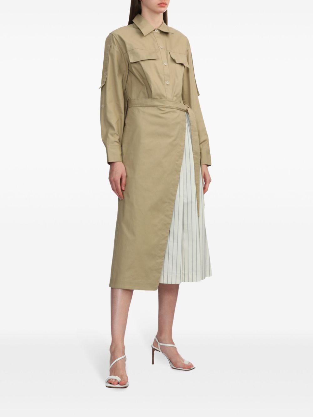 3.1 Phillip Lim layered long-sleeved midi dress - Neutrals