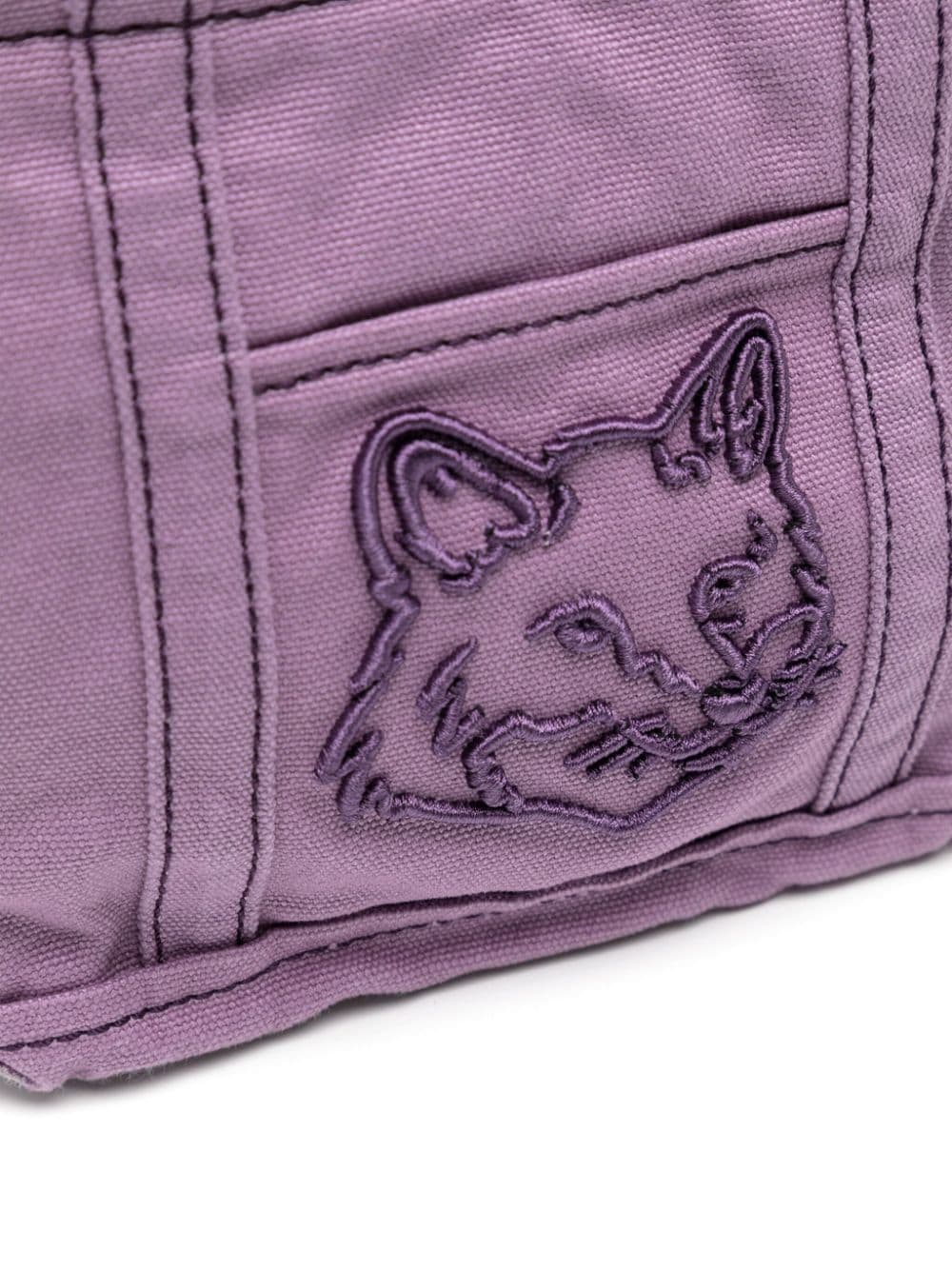 Shop Maison Kitsuné Fox Head Mini Tote Bag In Purple