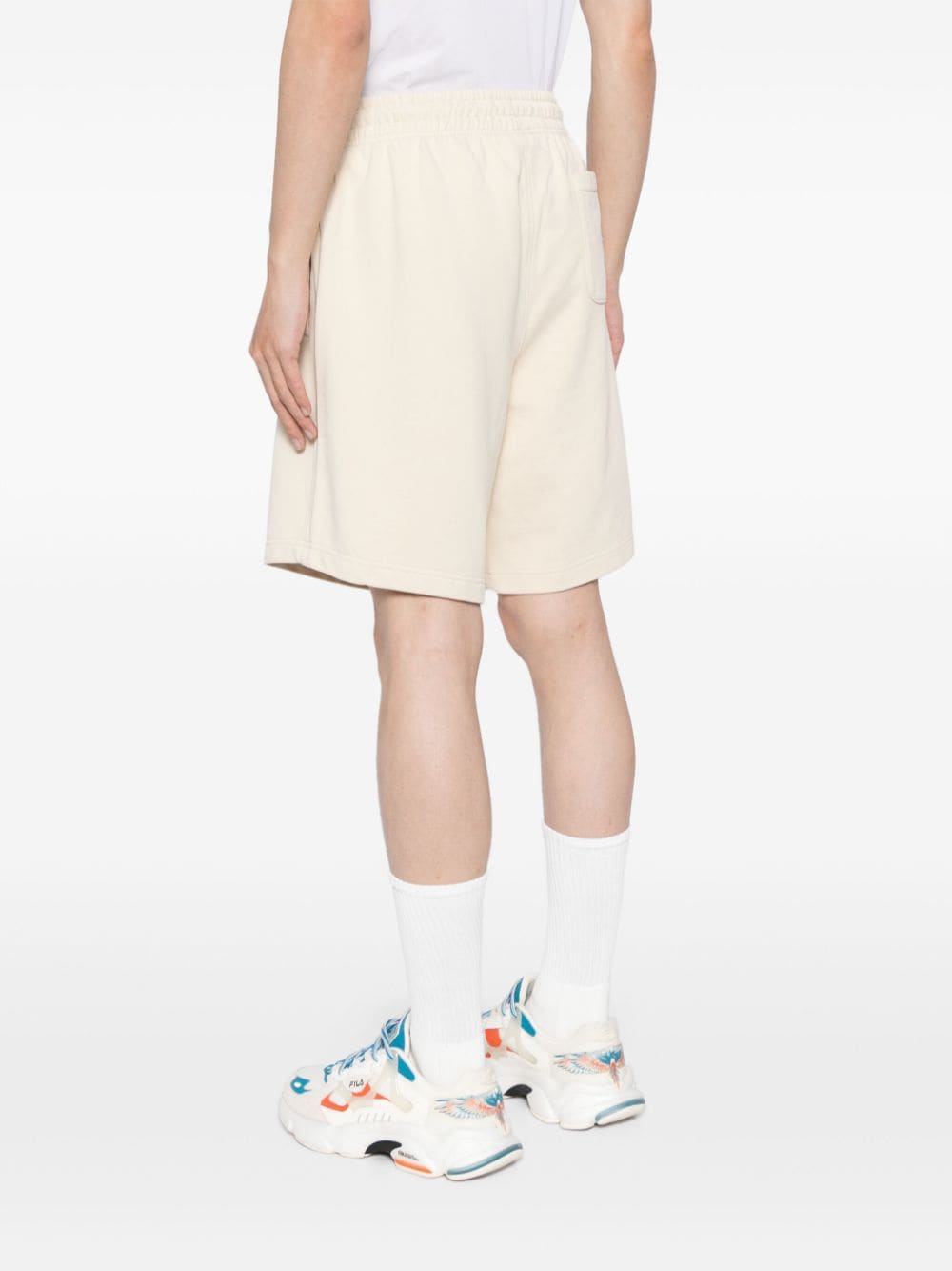 Shop Maison Kitsuné Fox Head-print Cotton Track Shorts In Neutrals