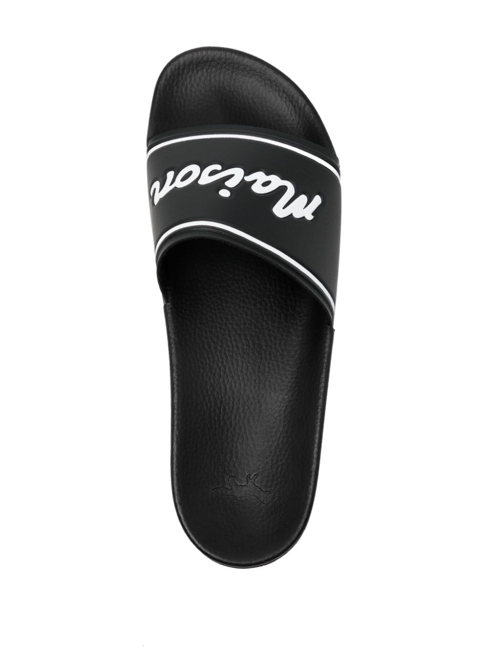 Shop Maison Kitsuné Maison Kitsune Handwritting Slides In Black