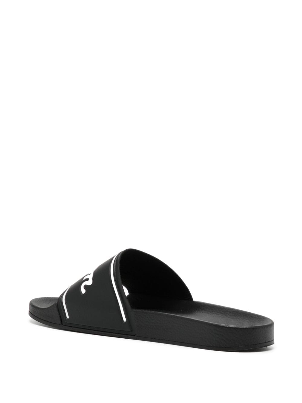 Shop Maison Kitsuné Maison Kitsune Handwritting Slides In Black