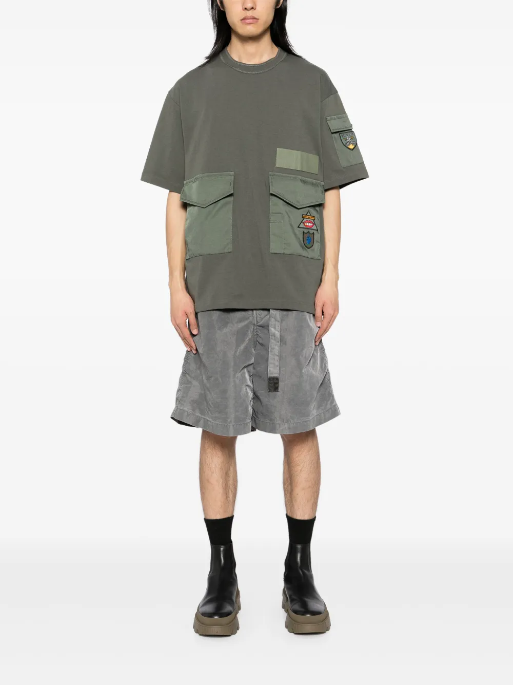 sacai T-shirt met klepzak - Groen