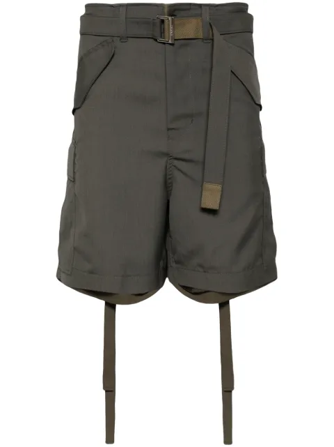 sacai belted cargo shorts