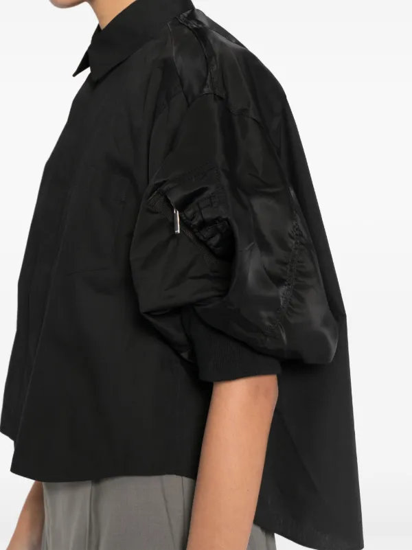 sacai バルーンスリーブ ブラック Tシャツ MA1 sacai バルーンスリーブ ブラック Tシャツ MA1 sacai＞フロントフリル