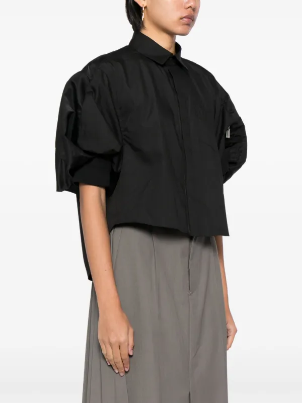 sacai バルーンスリーブ ブラック Tシャツ MA1 Sacai バルーンスリーブ シャツ | ブラック | FARFETCH JP