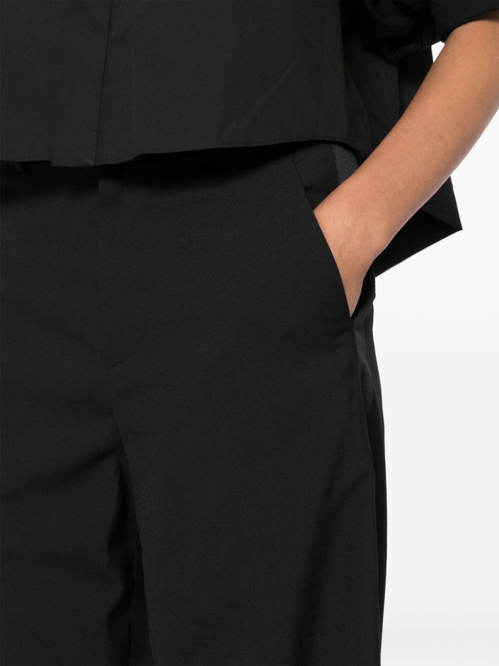 Shop Sacai Belted Wide-leg Trousers In Black