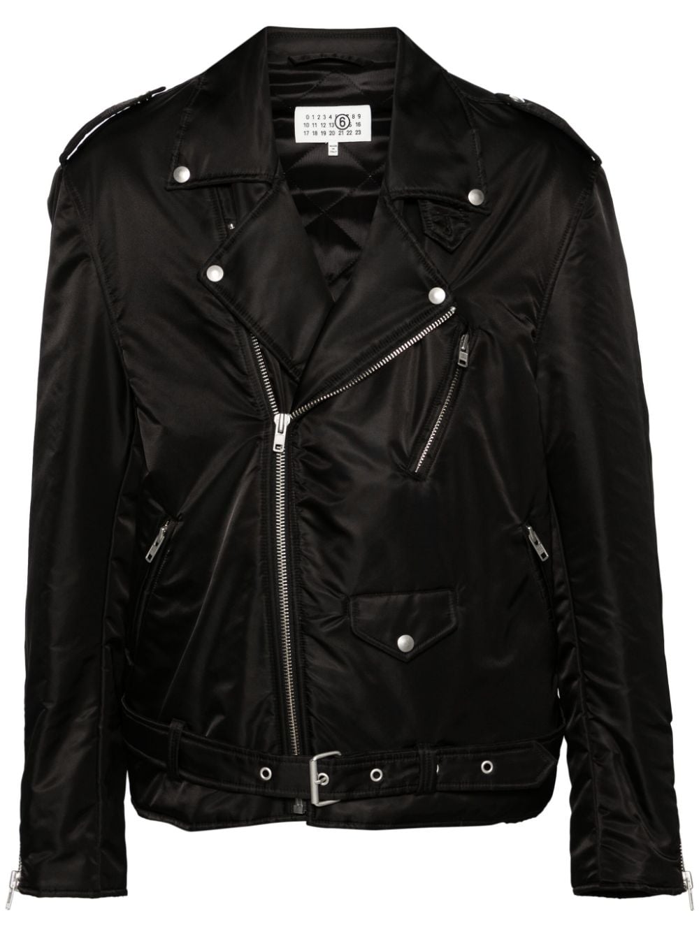 MM6 Maison Margiela belted padded biker jacket Zwart
