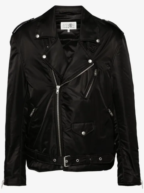 MM6 Maison Margiela veste de moto à taille ceinturée