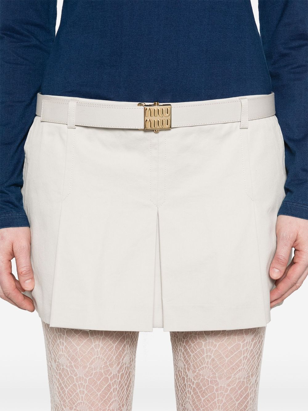 Miu Miu logo-buckle pleated miniskirt Women