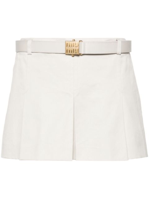 Miu Miu logo-buckle pleated miniskirt Women