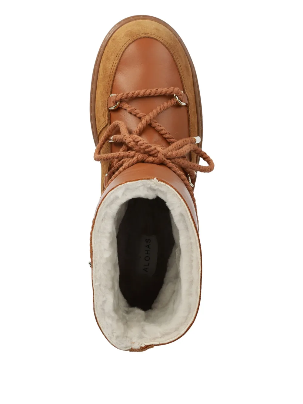 ALOHAS Leren snowboots met touwveters Bruin