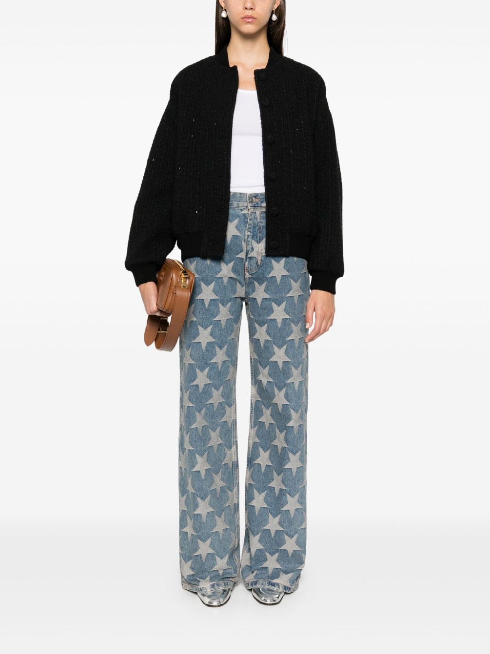 Claudie Pierlot Tweed bomberjack - Zwart