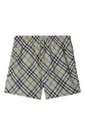 Burberry checked drawstring-waist swim shorts - Green