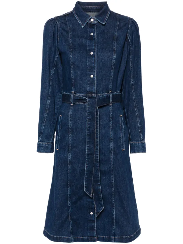 7 For All Mankind puff sleeve Denim Dress Blue FARFETCH IE
