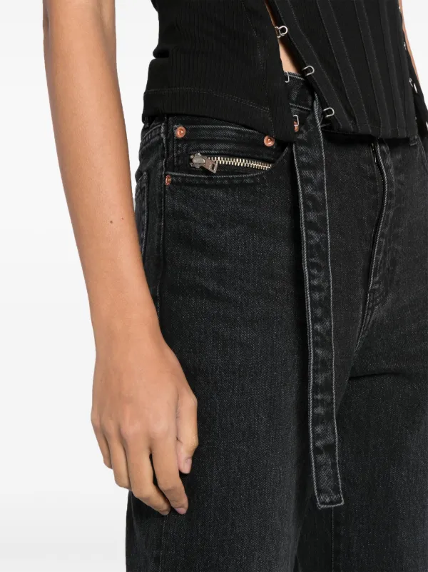 Sacai straight-leg Belted Cropped Jeans | Black | FARFETCH PT