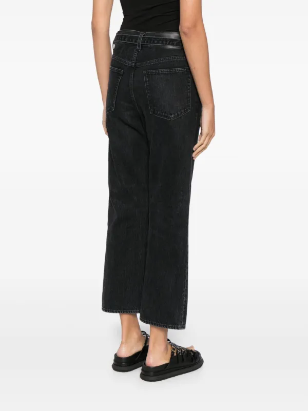 Sacai straight-leg Belted Cropped Jeans | Black | FARFETCH