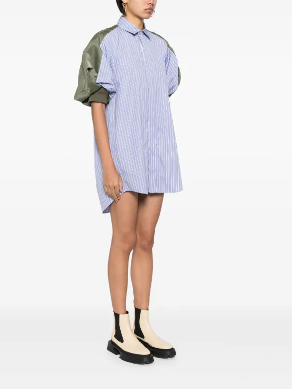 sacai ストライプミニワンピース Sacai ストライプ ミニドレス | ブルー | FARFETCH JP