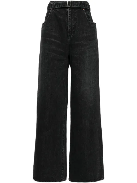 sacai jeans anchos con cinturón