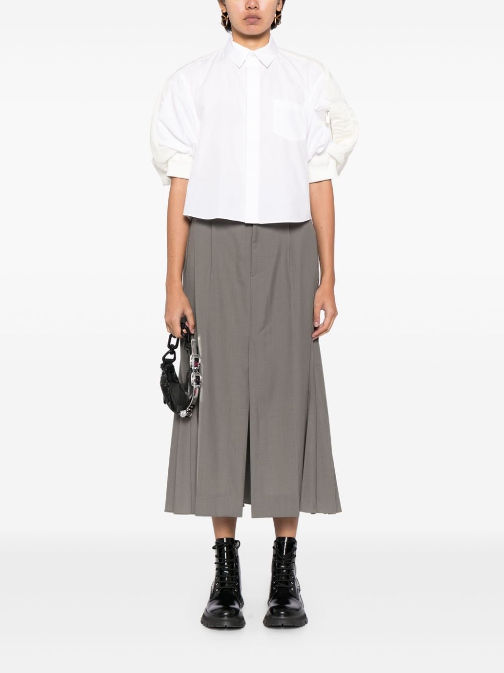 Sacai Blouse met ballonmouwen en rits - Wit