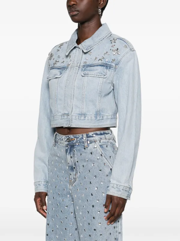 Self-Portrait crystal-embellished Denim Jacket | Blue | FARFETCH