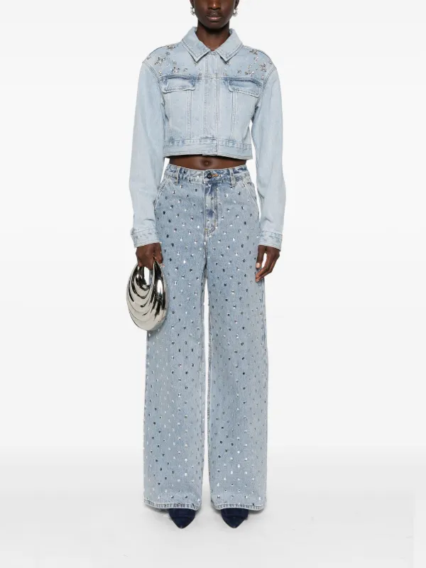 Self-Portrait crystal-embellished Denim Jacket | Blue | FARFETCH